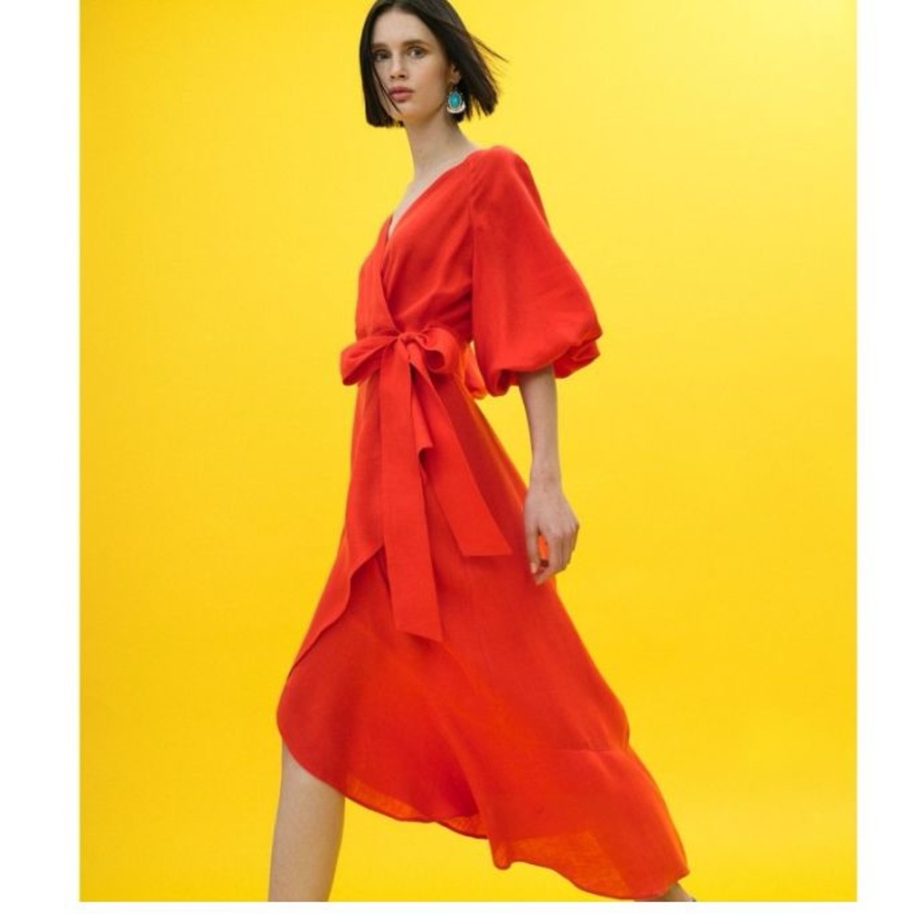 Access fashion Linen wrap dress